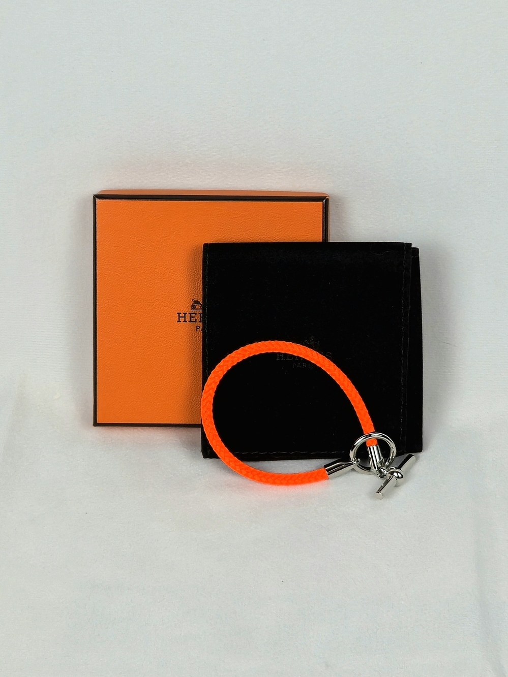 Hermès Unisex Glenan Bracelet T5 XL Tangerine Orange 7.25"